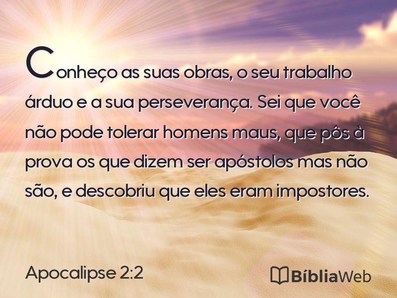 Apocalipse 2:2 em imagem para compartilhar
