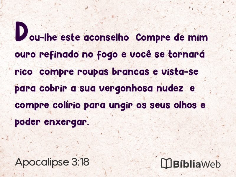 Apocalipse 3:18 em imagem para compartilhar