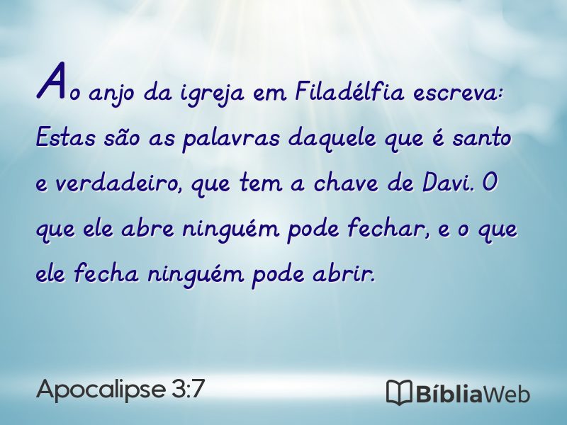 Apocalipse 3:7 em imagem para compartilhar