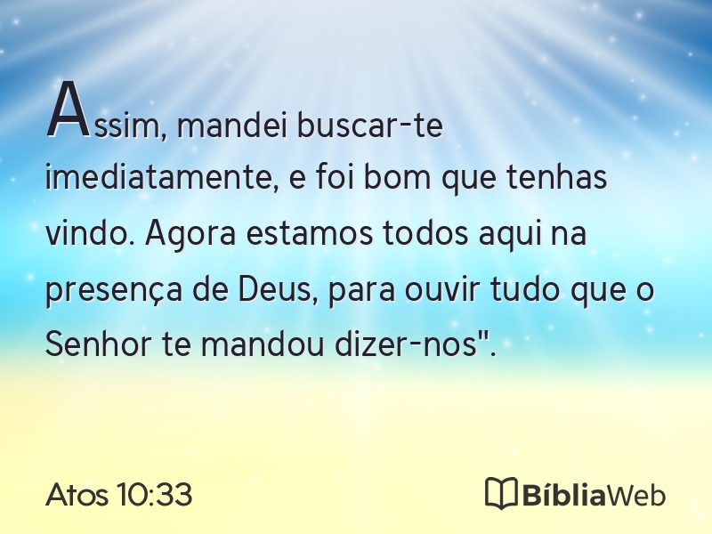 Atos 10:33 em imagem para compartilhar