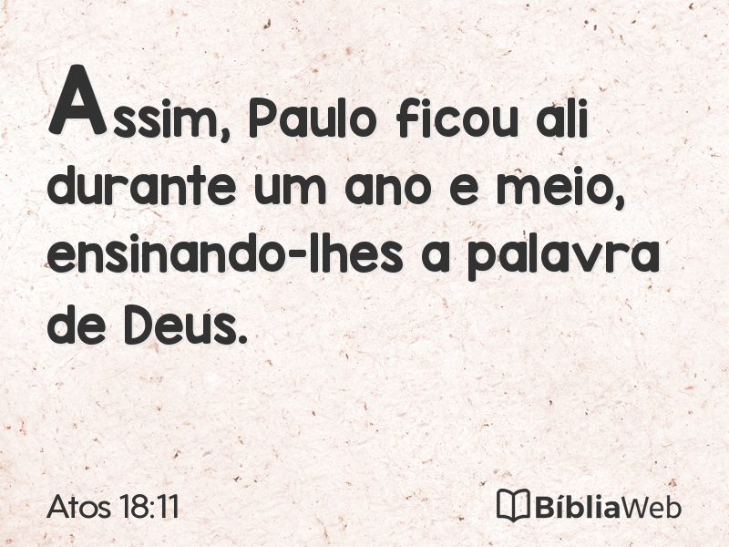 Atos 18:11 em imagem para compartilhar