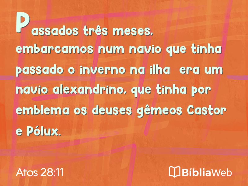 Atos 28:11 em imagem para compartilhar