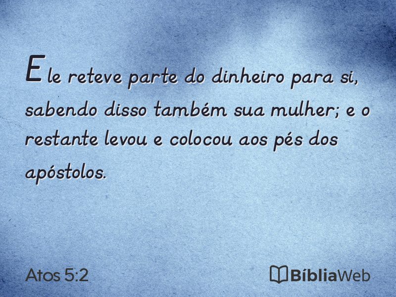 Atos 5:2 em imagem para compartilhar