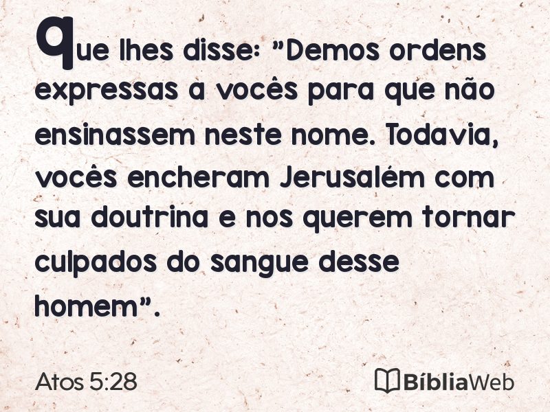 Atos 5:28 em imagem para compartilhar