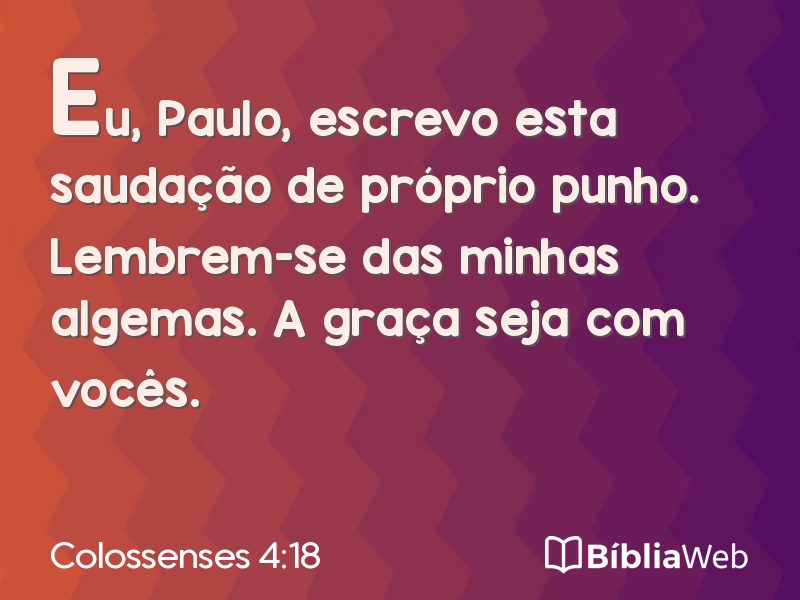 Colossenses 4:18 em imagem para compartilhar