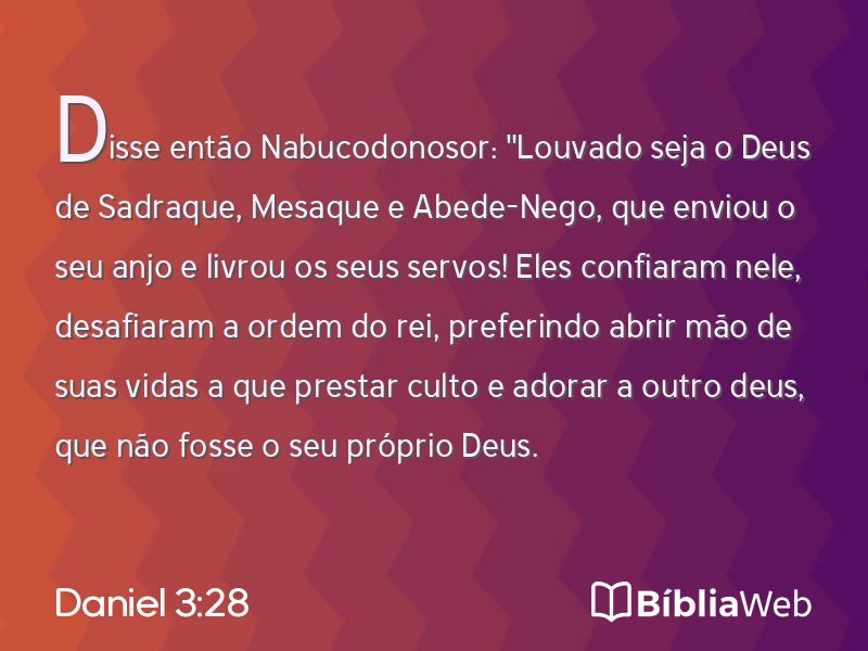 Daniel 3:28 em imagem para compartilhar