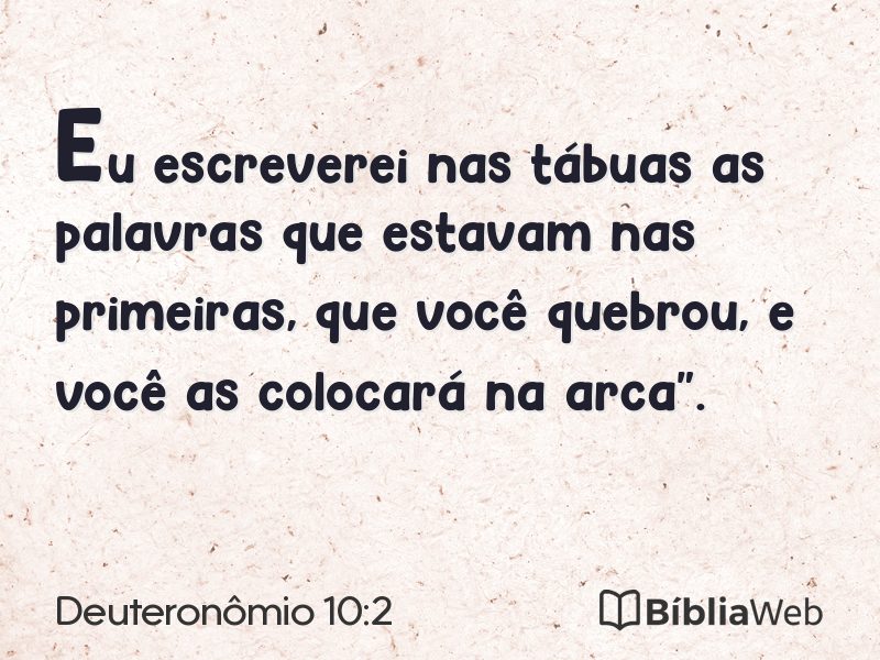 Deuteronômio 10:2 em imagem para compartilhar
