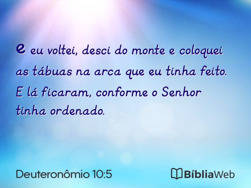 Deuteronômio 10:5 em imagem para compartilhar
