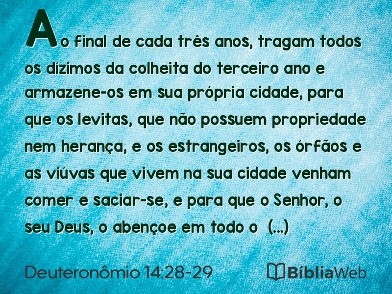 Deuteronômio 14:28-29 em imagem para compartilhar