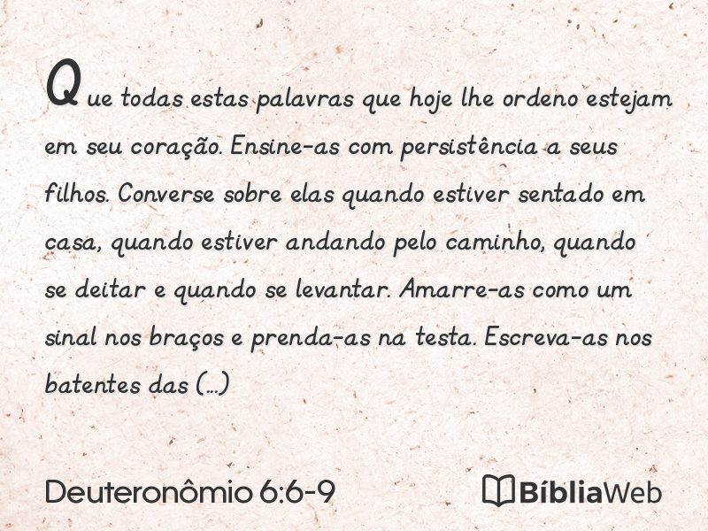 Deuteronômio 6:6-9 em imagem para compartilhar