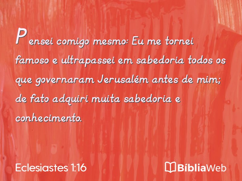 Eclesiastes 1:16 em imagem para compartilhar