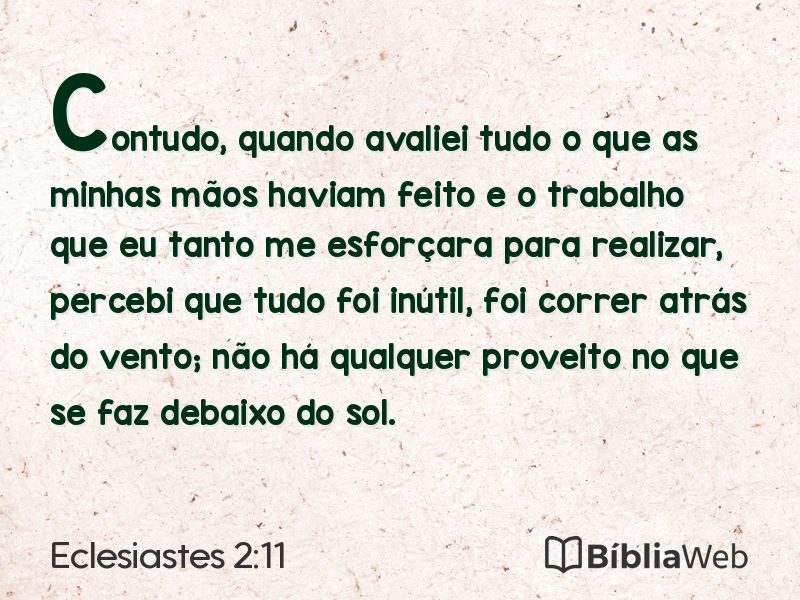 Eclesiastes 2:11 em imagem para compartilhar