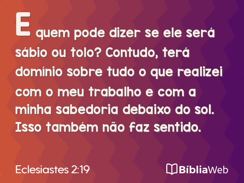 Eclesiastes 2:19 em imagem para compartilhar