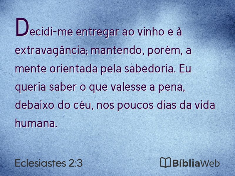 Eclesiastes 2:3 em imagem para compartilhar