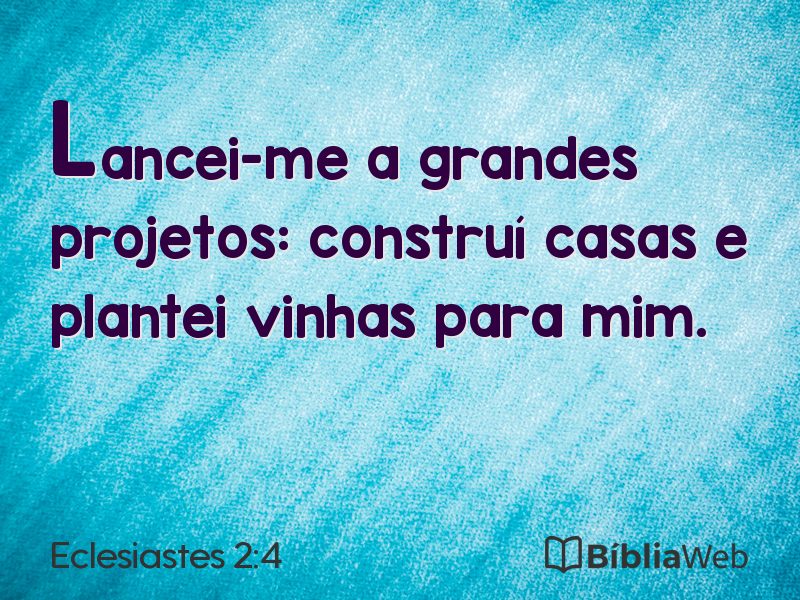 Eclesiastes 2:4 em imagem para compartilhar