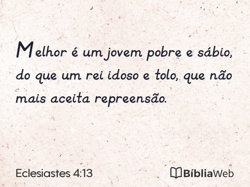Eclesiastes 4:13 em imagem para compartilhar