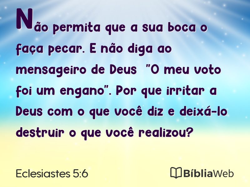 Eclesiastes 5:6 em imagem para compartilhar