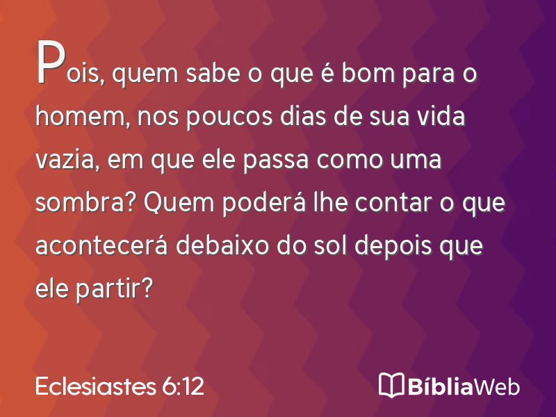 Eclesiastes 6:12 em imagem para compartilhar
