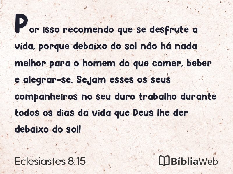 Eclesiastes 8:15 em imagem para compartilhar