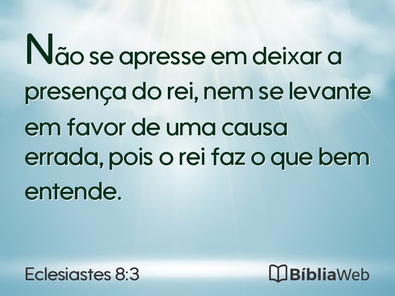 Eclesiastes 8:3 em imagem para compartilhar