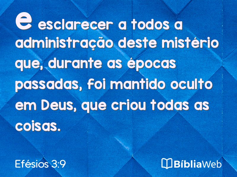 Efésios 3:9 em imagem para compartilhar