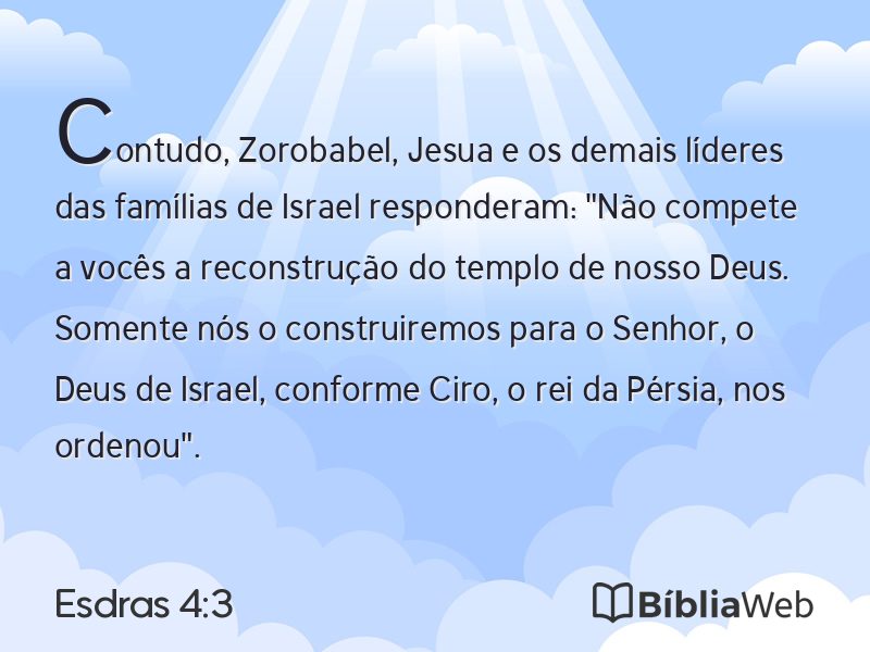 Esdras 4:3 em imagem para compartilhar