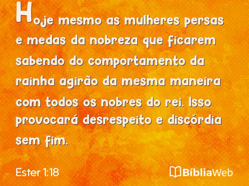 Ester 1:18 em imagem para compartilhar