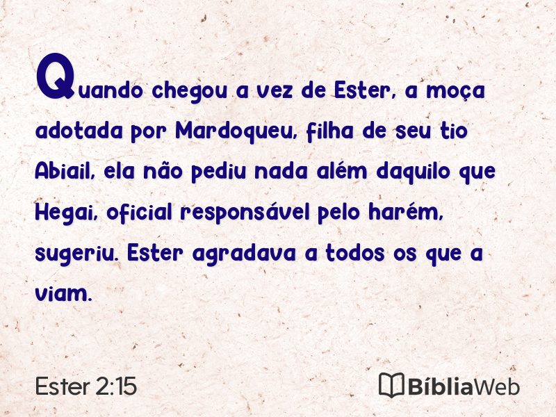 Ester 2:15 em imagem para compartilhar