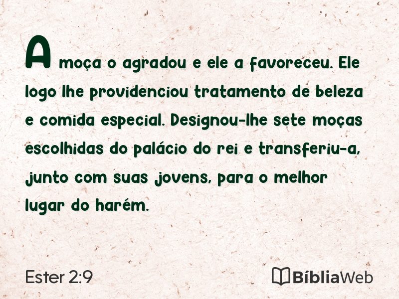 Ester 2:9 em imagem para compartilhar