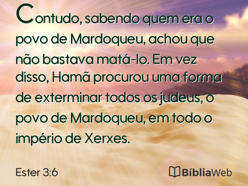 Ester 3:6 em imagem para compartilhar