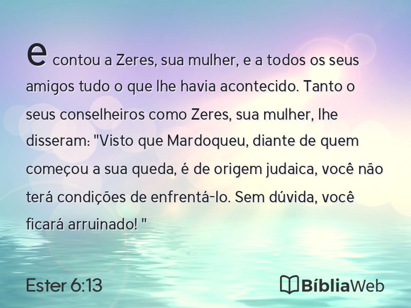Ester 6:13 em imagem para compartilhar