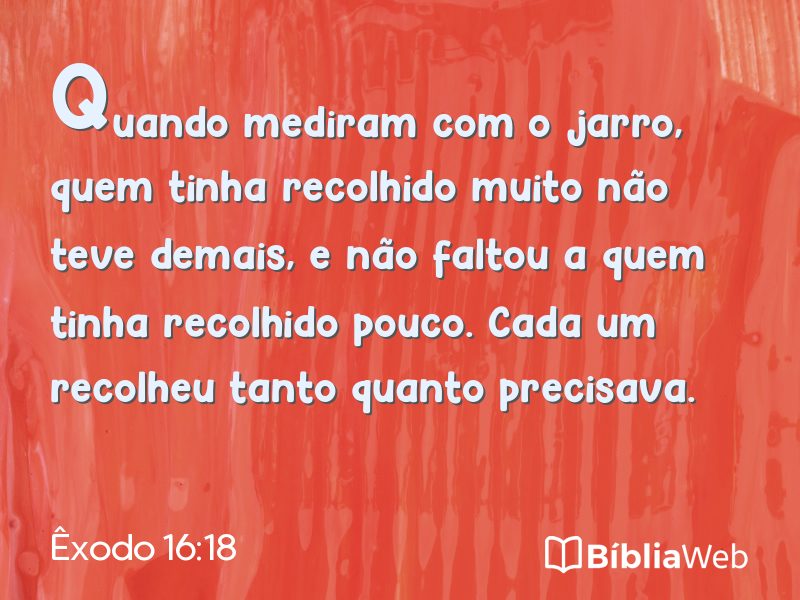 Êxodo 16:18 em imagem para compartilhar