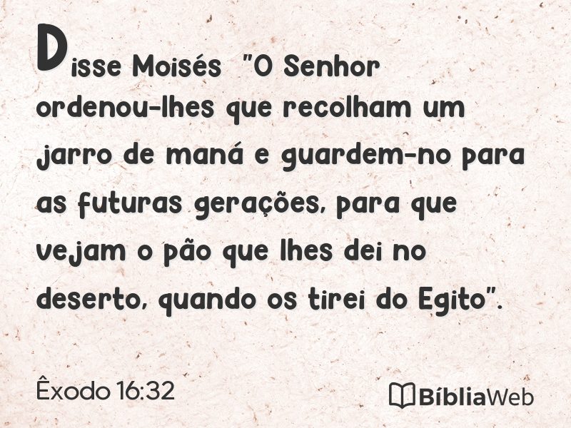 Êxodo 16:32 em imagem para compartilhar