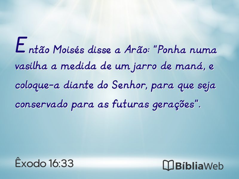 Êxodo 16:33 em imagem para compartilhar