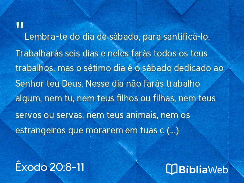 Êxodo 20:8-11 em imagem para compartilhar