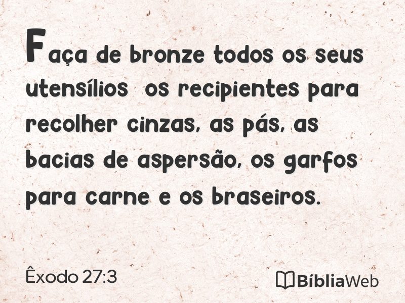 Êxodo 27:3 em imagem para compartilhar