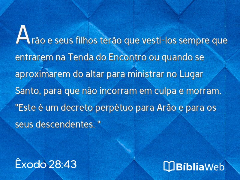 Êxodo 28:43 em imagem para compartilhar
