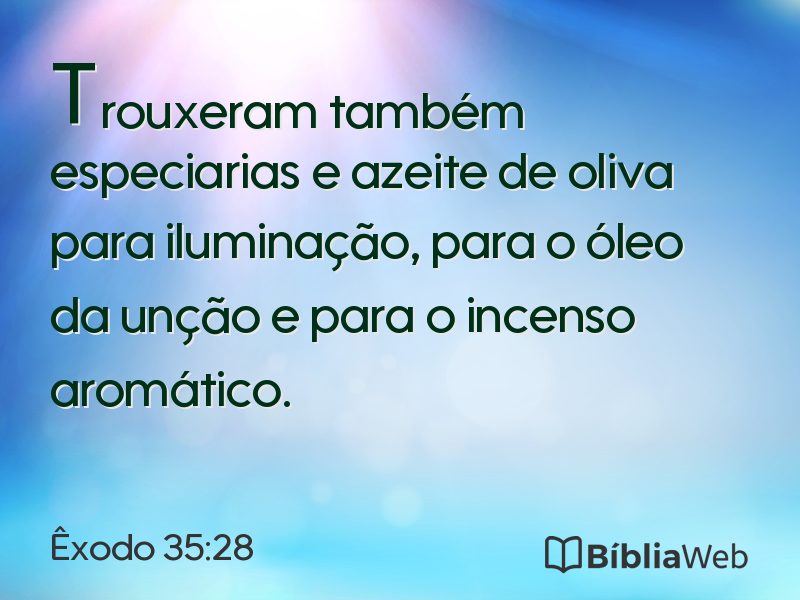 Êxodo 35:28 em imagem para compartilhar