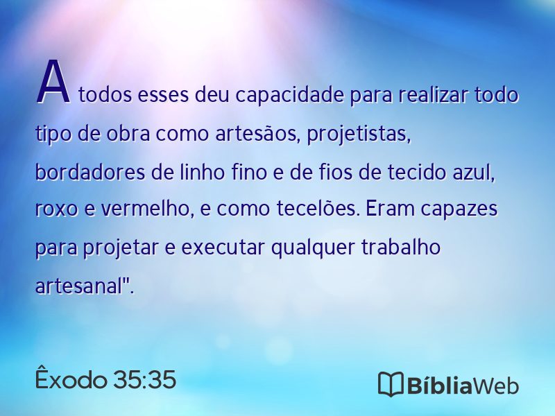 Êxodo 35:35 em imagem para compartilhar