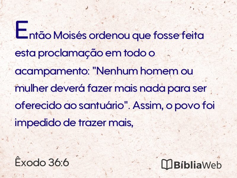 Êxodo 36:6 em imagem para compartilhar