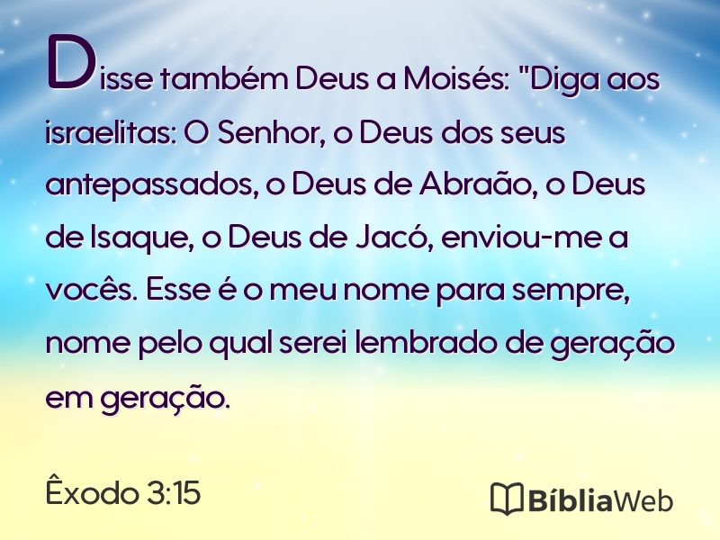 Êxodo 3:15 em imagem para compartilhar