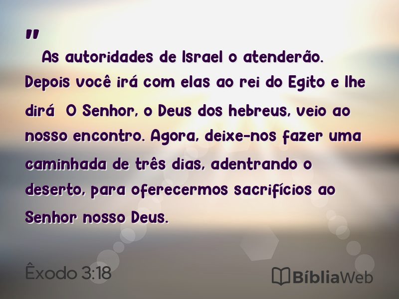 Êxodo 3:18 em imagem para compartilhar