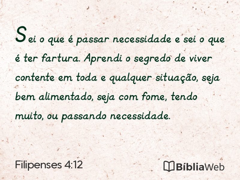 Filipenses 4:12 em imagem para compartilhar