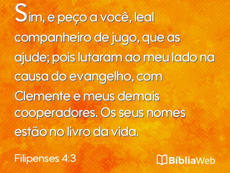 Filipenses 4:3 em imagem para compartilhar