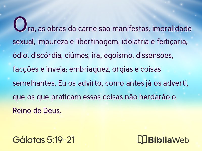 Gálatas 5:19-21 em imagem para compartilhar