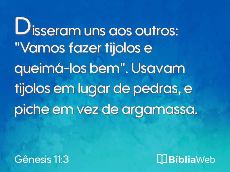 Gênesis 11:3 em imagem para compartilhar