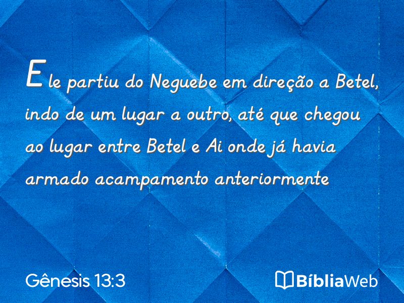 Gênesis 13:3 em imagem para compartilhar