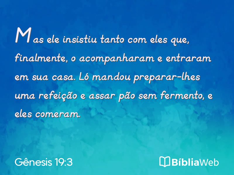 Gênesis 19:3 em imagem para compartilhar