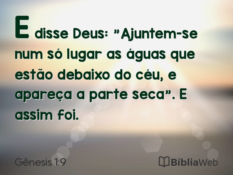 Gênesis 1:9 em imagem para compartilhar