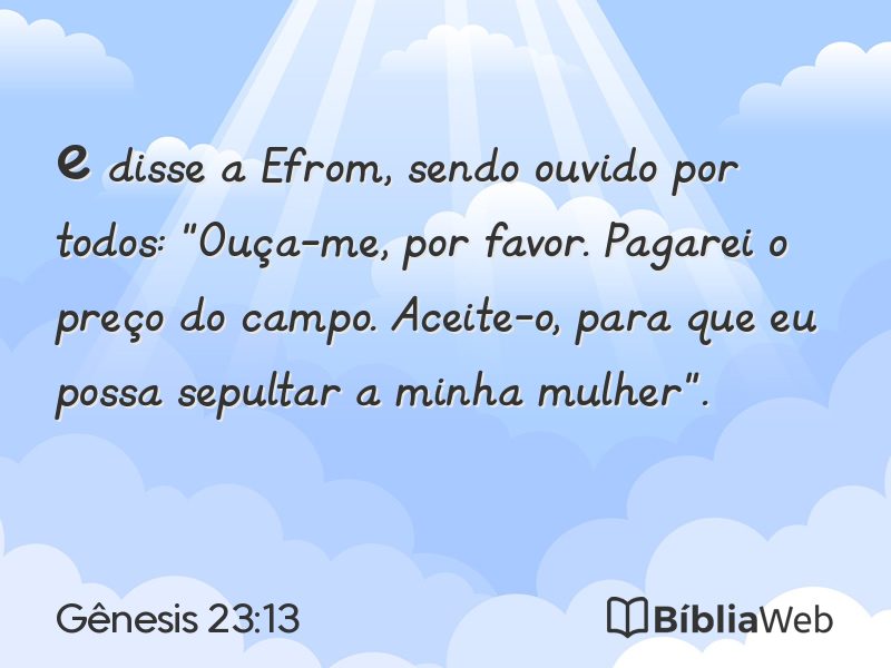 Gênesis 23:13 em imagem para compartilhar